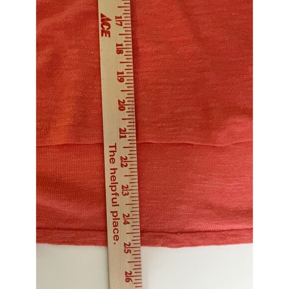J. Jill Size L Linen Short Sleeve T Tee Shirt Top Blouse V Neck Orange - Picture 9 of 9